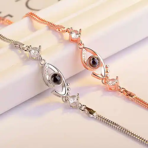 抖音同款100种语言我爱你爱的记忆手链女锁骨链情侣闺蜜七夕礼物