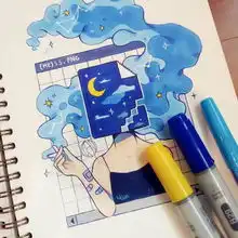 马克笔动漫小插画很仙气的味道色彩多少各有味道