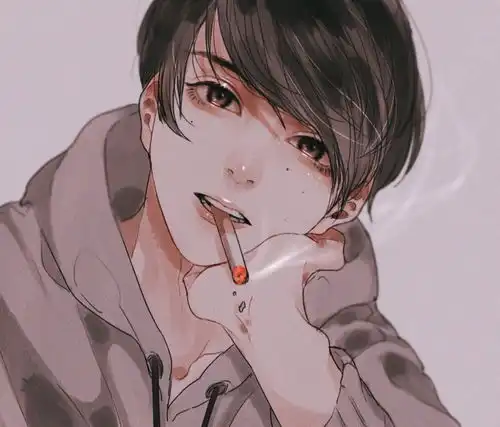 致郁系动漫男头云朵老了,风瘦了,溪水边的石头摔倒了