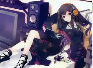 动漫的女生戴耳机在听音乐的意境唯美