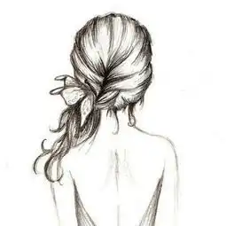 黑白qq头像卡通少女背影