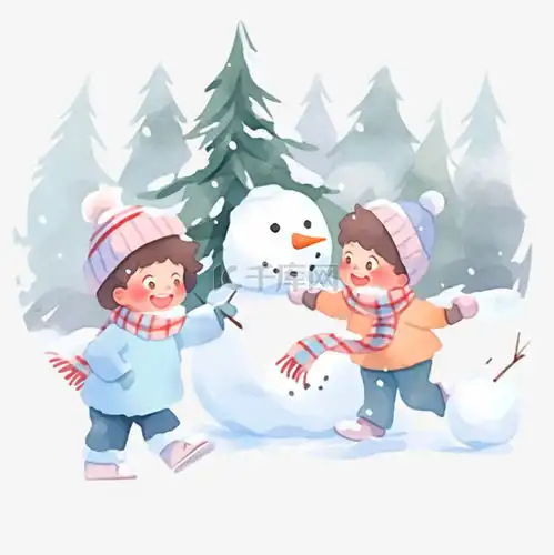 圣诞节冬天孩子打雪仗卡通手绘元素素材图片免费下载千库网