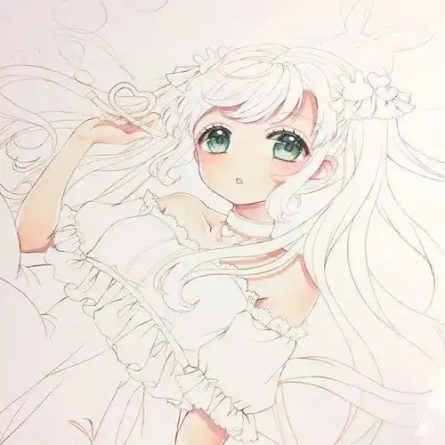炒鸡可爱仙气的动漫人物女生马克笔插画线稿