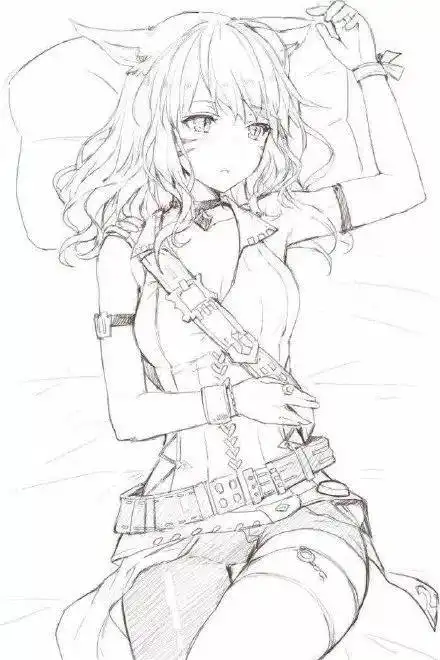 干货100张女生绘画线稿素材,二次元动漫古风美女