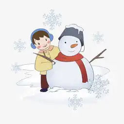 冬季卡通手绘小男孩堆雪人图片素材其他格式下载动漫人物大全