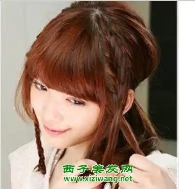 绝对时尚齐刘海编辫子发型