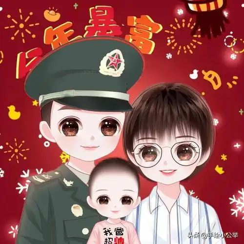 你的头像该换了,一家三口四口亲子头像,真人照片变卡通头像