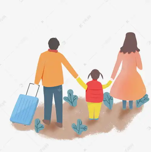手绘卡通春运回家一家三口背影免扣png素材图片免费下载千库网