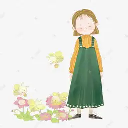 手绘卡通女孩春游插画素材图片免费下载高清psd千库网图片编号11454266