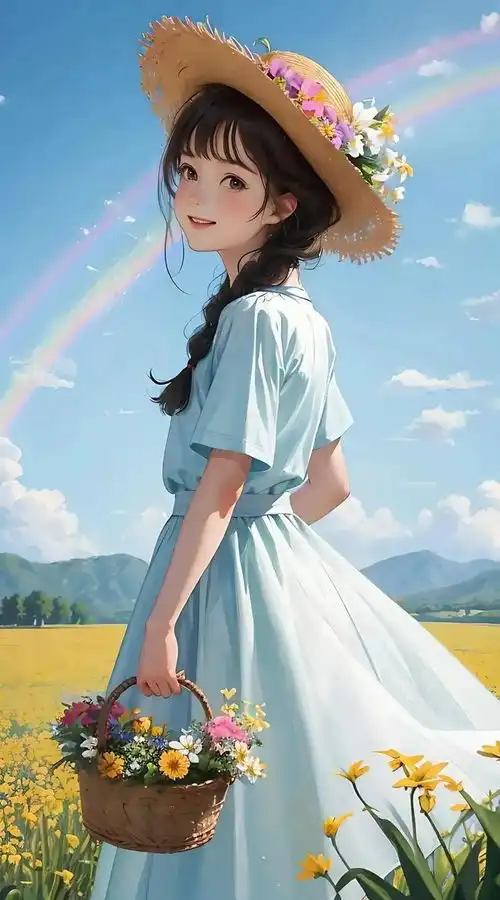超级治愈的高清漫画壁纸春日少女