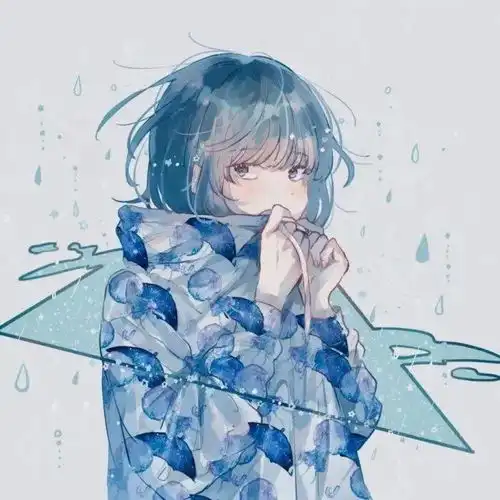 动漫女头蓝色系手绘女生头像壁纸