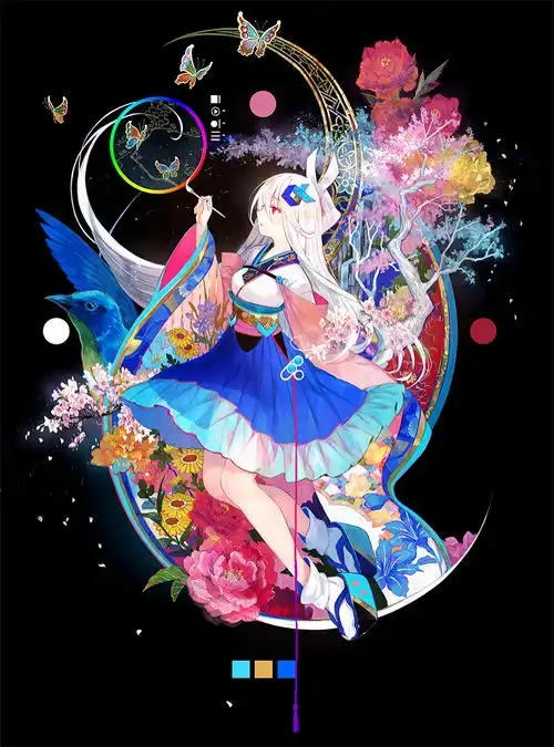 p站画师藤原的作品,大佬的色彩我下辈子都学不会...