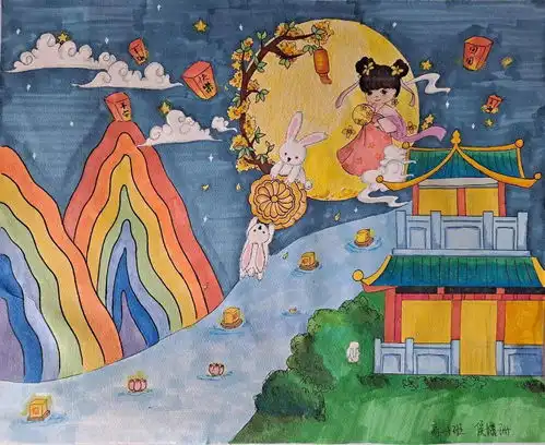 践行十个一绘青春风采,画中秋团圆青岛十九中举行我们的节日中秋主题绘画作品展示