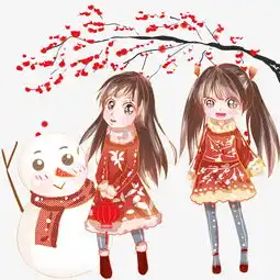 女孩寒冬观赏腊梅图图片素材其他格式下载动漫人物大全
