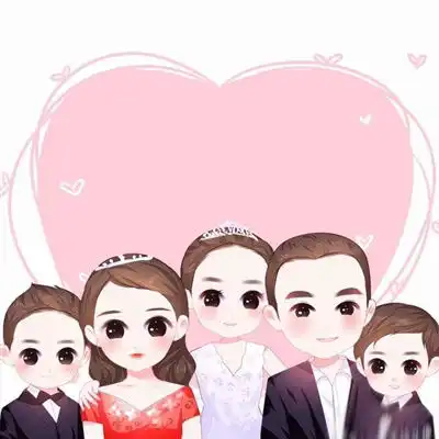 一家五口卡通微信头像两男一女三个女儿三个儿子三个女儿