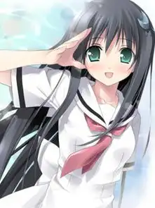黑头发绿眼睛月亮头饰的少女