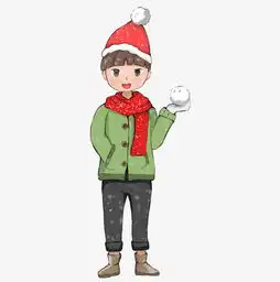 下雪时扔雪球的厚帽子绿衣服小男孩图片素材其他格式下载动漫人物大全