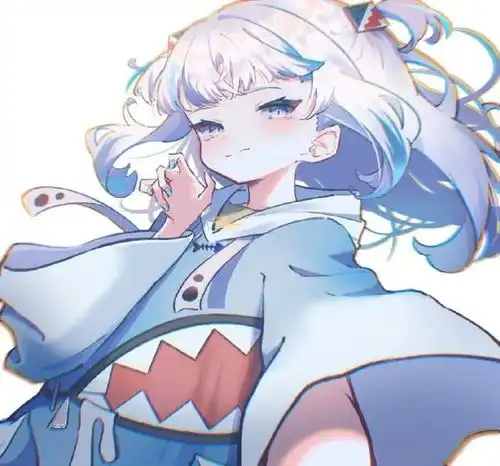蓝色系奶里奶气小姑娘鲨鱼拟人插画爱住了我想吃鲨鱼了
