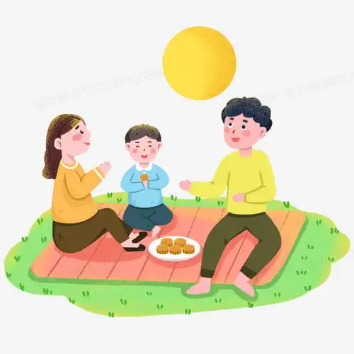 手绘卡通一家三口中秋赏月png图片素材免费下载中秋png20002000像素熊猫办公