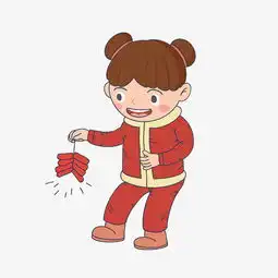 新年卡通手绘人物放鞭炮女孩图片素材其他格式下载动漫人物大全
