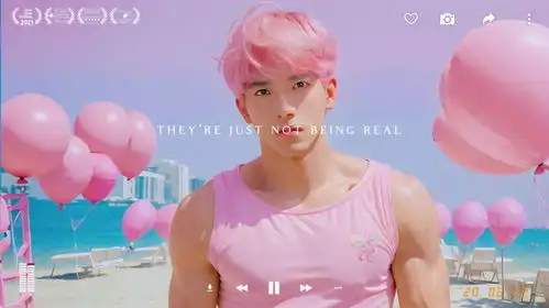 粉色系沙滩男孩