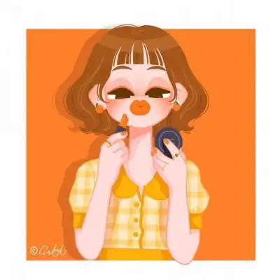 女生涂口红卡通头像