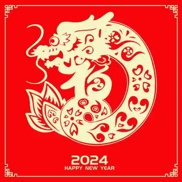 龙年卡通手绘红色舞狮头插画