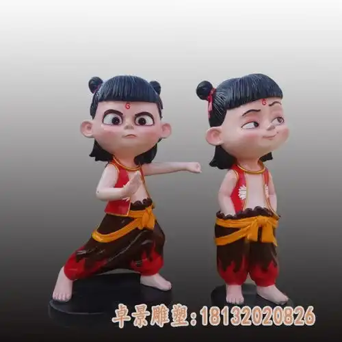 卡通哪吒雕塑绥化哪吒玻璃钢雕塑定制厂家