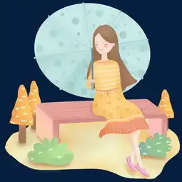 春天梦幻童话风女孩撑伞漫步图片素材其他格式下载动漫人物大全