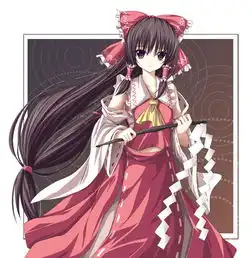 一个动漫女生,紫色中发,紫眸,头上有个很大的紫蓝色蝴蝶结