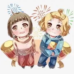 新年观看焰火的女孩图片素材其他格式下载动漫人物大全