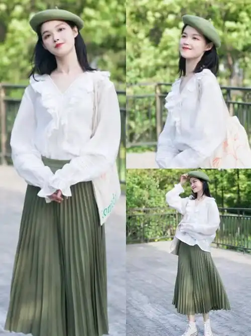 早春和绿色绝配清新干净的绿色系穿搭,让你美得舒心又养眼