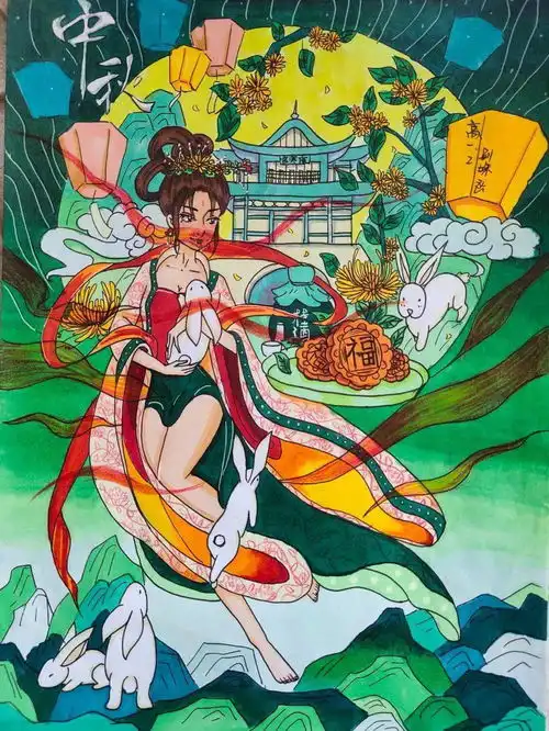 践行十个一绘青春风采,画中秋团圆青岛十九中举行我们的节日中秋主题绘画作品展示