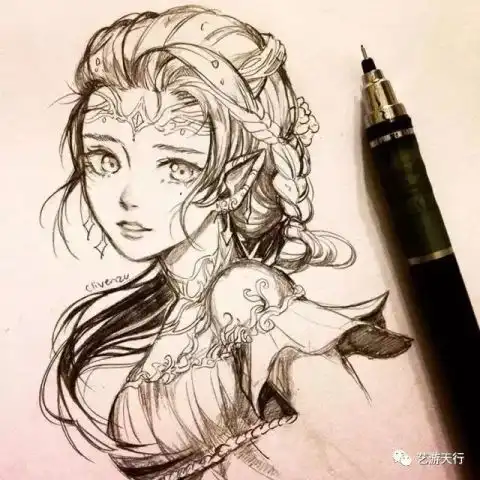 用自动铅笔画美女也能这么赞