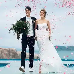 高端海景沙滩清新旅拍主题摄影情侣淡淡幸福