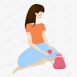 手绘卡通喝茶的女孩素材图片免费下载高清psd千库网图片编号11010551