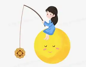 中秋节之手绘卡通女孩坐着月亮上钓月饼png图片素材免费下载psd格式熊猫办公
