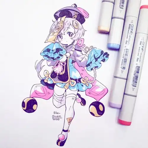 cg原画插画教程q版可爱动漫少女头发上色