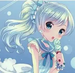 情侣头像动漫女脖子上挂耳机,白发紫眸背景蓝天