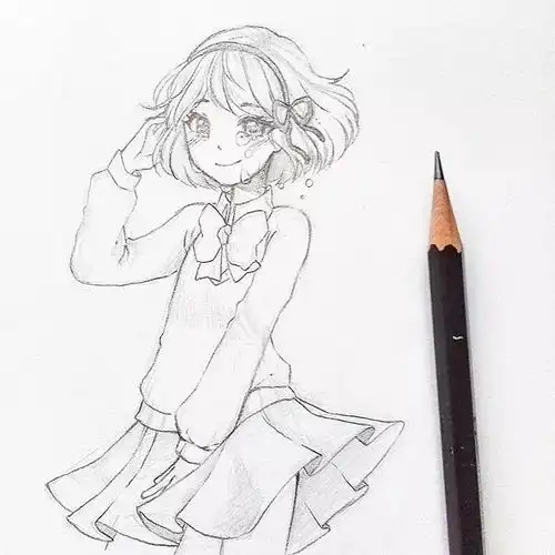 不会画女生这么多动漫线稿给你临摹还怕画不好吗