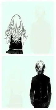 黑白情侣漫画图片女生穿黑裙子男生穿白半截袖