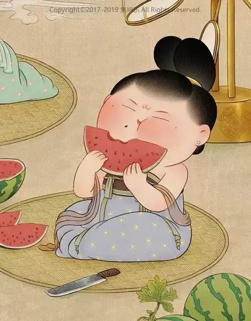 她画的胖脸古风美人,简直萌翻了
