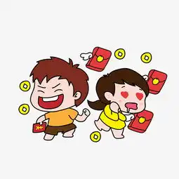 红包钱币雨中的男女卡通图片素材其他格式下载动漫人物大全