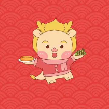 龙年卡通手绘红色舞狮头插画