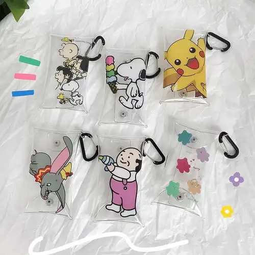 ins卡通史努比查理零钱包女创意透明钥匙包泫雅风口红耳机收纳包