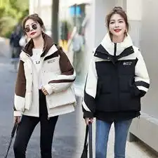 现货短款羽绒服女2023冬季新款时尚连运动帽两件套情侣外套冲锋衣
