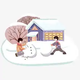 冬季雪景小孩堆雪人手绘插画图片素材其他格式下载动漫人物大全