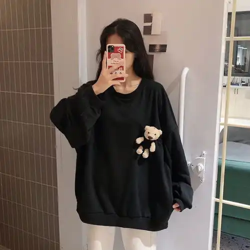 卓纪秋冬款小熊卫衣女温柔风ins上衣2020新款韩版设计感宽松薄外套