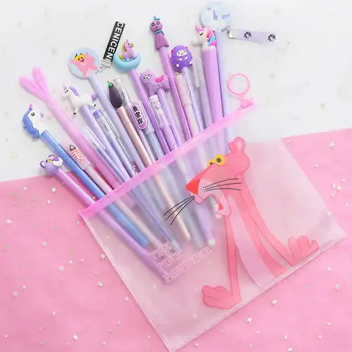 抖音网红可爱少女心中性笔黑色卡通韩版小清新水笔学生套装签字笔