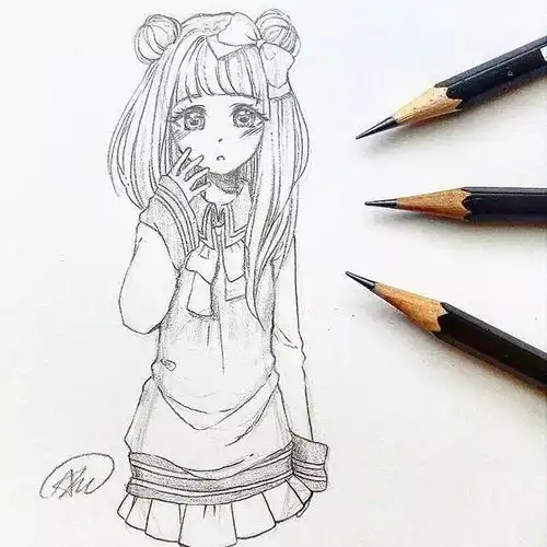 简单女生动漫线稿图,适合新手临摹